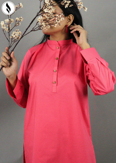 NZSC-1507 Stiched Blossom Pink 2 Piece Co Ord Set Cotton